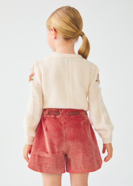 EMBROIDERED FLOWER JUMPER GIRL 5810-003-CORDUROY BERMUDA SHORTS GIRL