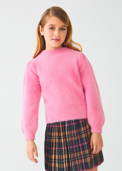 FAUX FUR JUMPER GIRL 5813-007-PLEATED CHECK SKIRT GIRL 5516-007