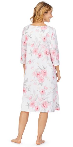 Pink Floral Soft Jersey 3/4 Sleeve Waltz Gown 81802