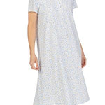 Blue & Yellow Floral Soft Jersey Knits Waltz Short Sleeve Nightgown 81954