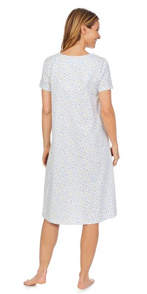 Blue & Yellow Floral Soft Jersey Knits Waltz Short Sleeve Nightgown 81954