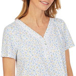 Blue & Yellow Floral Soft Jersey Knits Waltz Short Sleeve Nightgown 81954