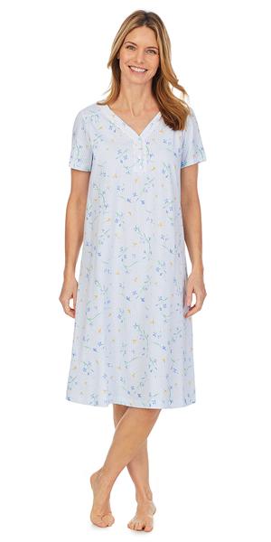 Floral Stripe Soft Jersey Knits Waltz Short Sleeve Nightgown 81954
