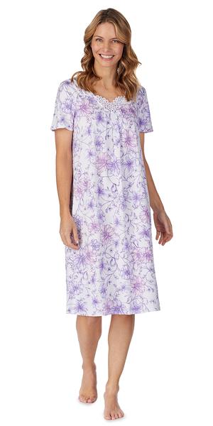 White Watercolor Floral Soft Jersey Waltz Gown 81704