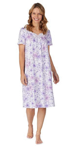 White Watercolor Floral Soft Jersey Waltz Gown 81704