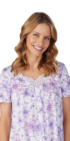 White Watercolor Floral Soft Jersey Waltz Gown 81704