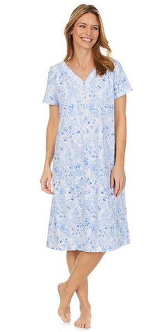 Blue Roses Soft Jersey Knits Waltz Short Sleeve Nightgown 81954