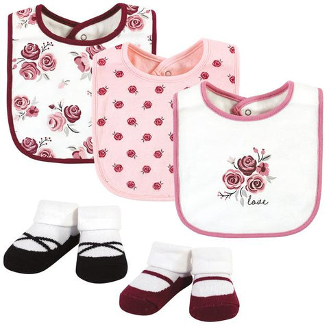 Hudson Baby Cotton Bib and Sock Set, Rose Hudson Baby  ID: 17605