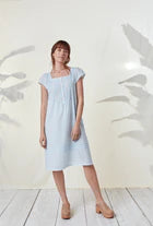 The "Halle" Iced Aqua Sheer Stripe Nightgown 5525044
