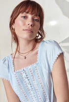 The "Halle" Iced Aqua Sheer Stripe Nightgown 5525044
