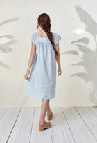 The "Halle" Iced Aqua Sheer Stripe Nightgown 5525044