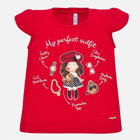 Short sleeved T-shirt for baby girl with pants