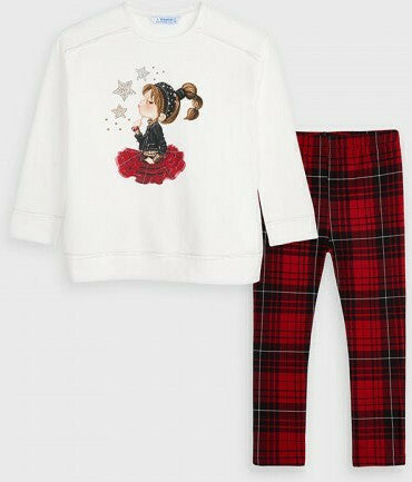 Girls plaid leggings set 4733-10