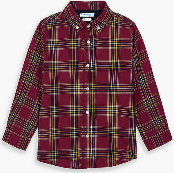 Mayoral Shirt long sleeved checkered 10-04147 - burgundy