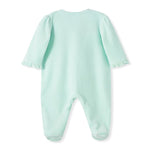 Flower Velour Footie in Aqua 11229