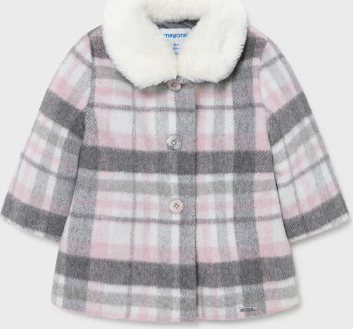 Mayoral Kids Coat Short with Hood for Girl Pink Code: 11-02433-001