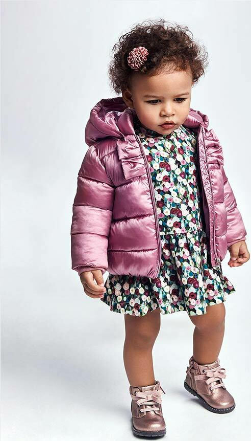 Mayoral Kids Casual Jacket Short with Hood for Girl Purple Code: 11-02440-032