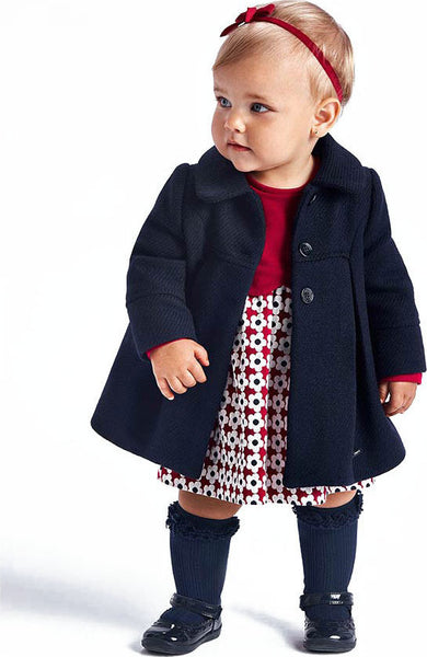 Mayoral Kids Coat Long for Girl Navy Blue Code: 11-02434-071