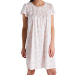 Women's Miss Elaine 206419 Silkyknit Cap Sleeve Floral Short Gown
