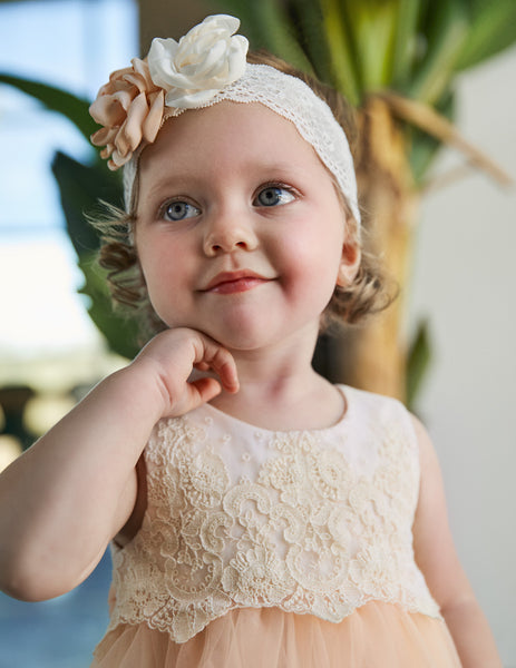 COMBINED EMBROIDERED TULLE DRESS FOR BABY art. 22-05008-004