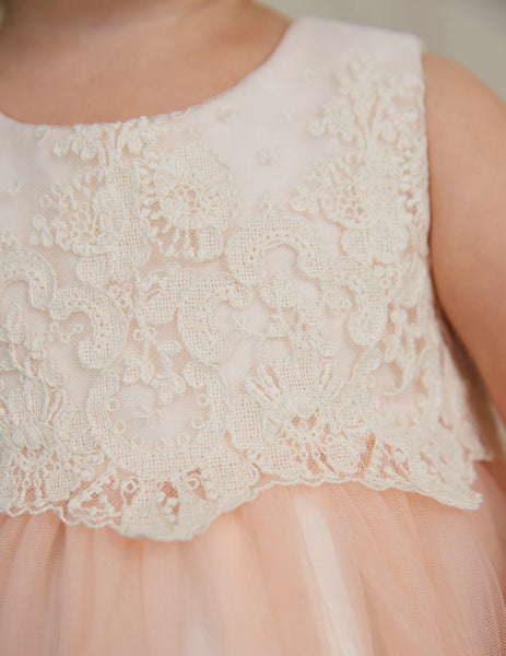 COMBINED EMBROIDERED TULLE DRESS FOR BABY art. 22-05008-004