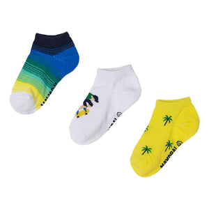 Boys White & Yellow Socks ( 3-Pack ) 10228-62