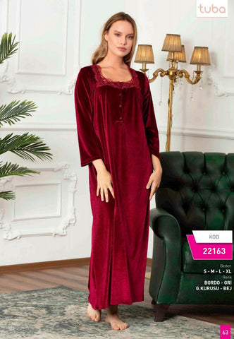 Tuba 22163 Damson Lace Velvet Maternity Nightgown Success