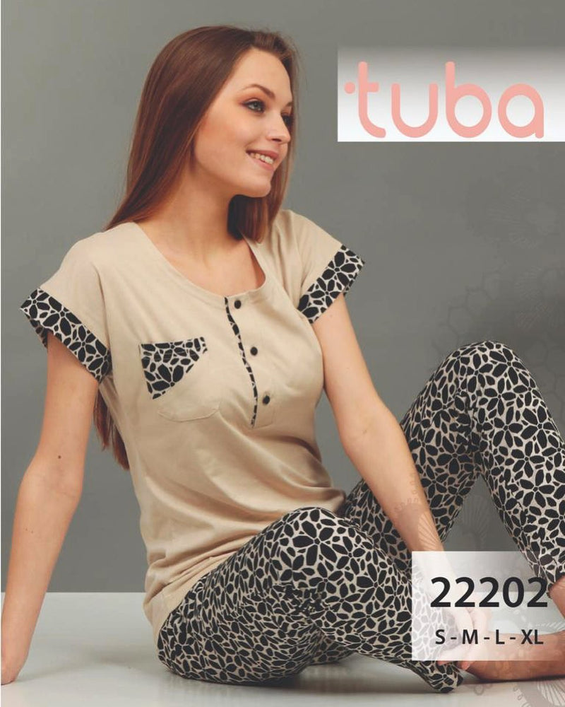 طقم بيجامة قطنية من قطعتين من الماركة التركية Tuba 22202