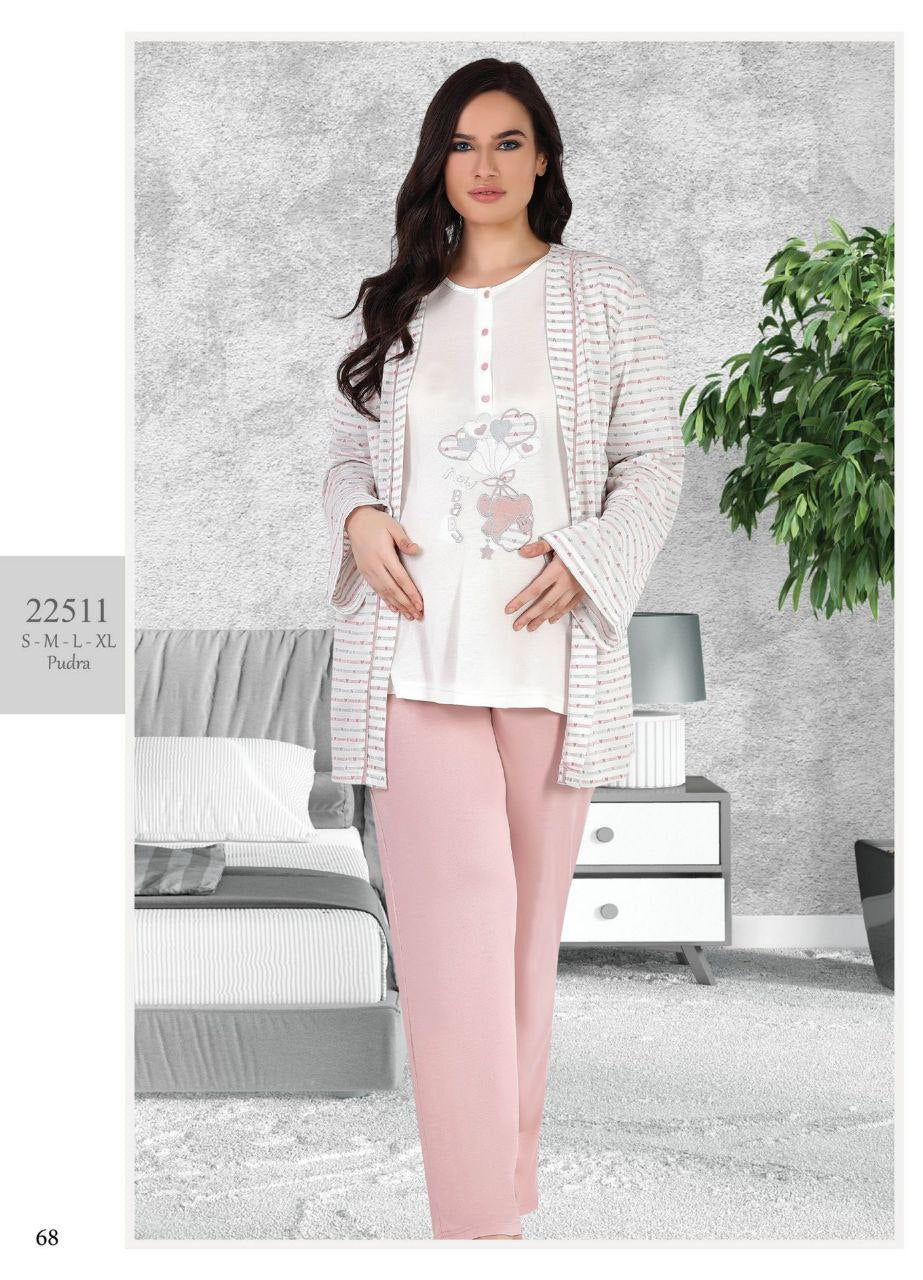 Three-piece cotton pajama from the Turkish brand Tuba 22511