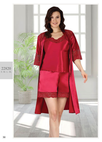 Three-piece satin pajama from the Turkish brand Tuba 22820