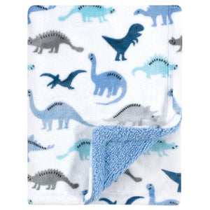 Luvable Friends Plush Blanket with Sherpa Back, Dino Luvable Friends  ID: 40410