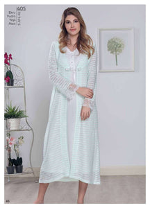 Tuba - Long Maternity Nightgown And Robe Set 405