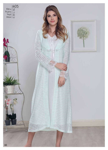 Tuba - Long Maternity Nightgown And Robe Set 405