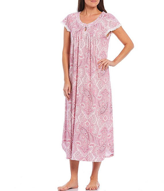 Miss Elaine Cottonessa Paisley-Print Long Nightgown 501800