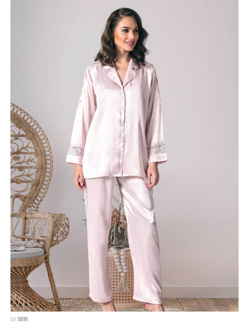 Purple Label - Long Sleeve Satin Pajama 5091