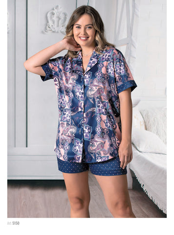 Women's pajama set with satin shorts from Bella Lingerie 5150