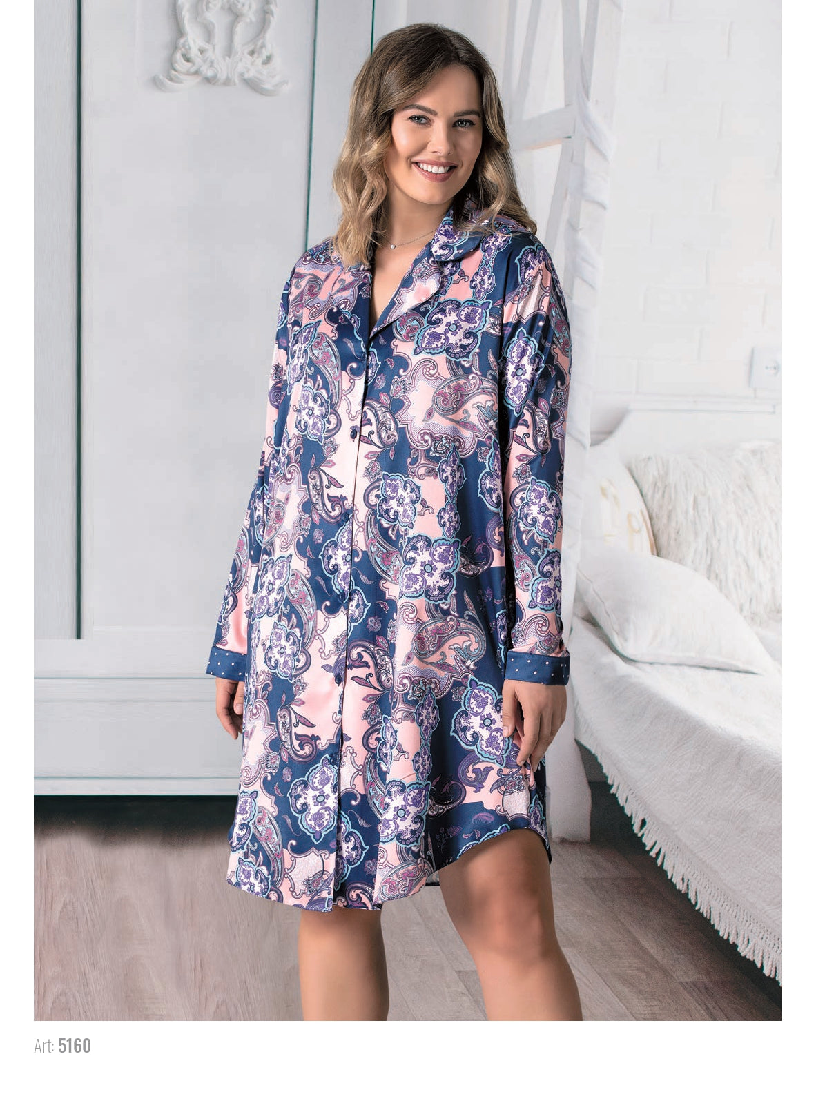 Women's satin floral shirt from Bella Lingerie 5160