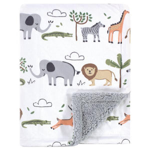 Hudson Baby Plush Blanket with Sherpa Back, Safari Life Hudson Baby  ID: 52405