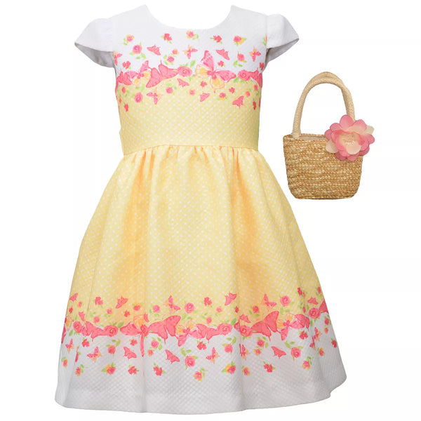 Bonnie Jean Reverse Border Dress with Coordinating Bag in Regular & Plus 25155\65155