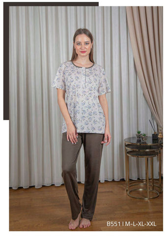 Pajamas for women, cotton, short sleeves, from Black and More 551