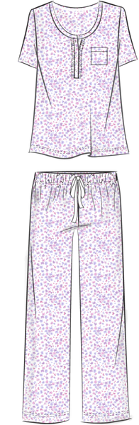Lilac & Pink Daisy Soft Jersey Long PJ 71702