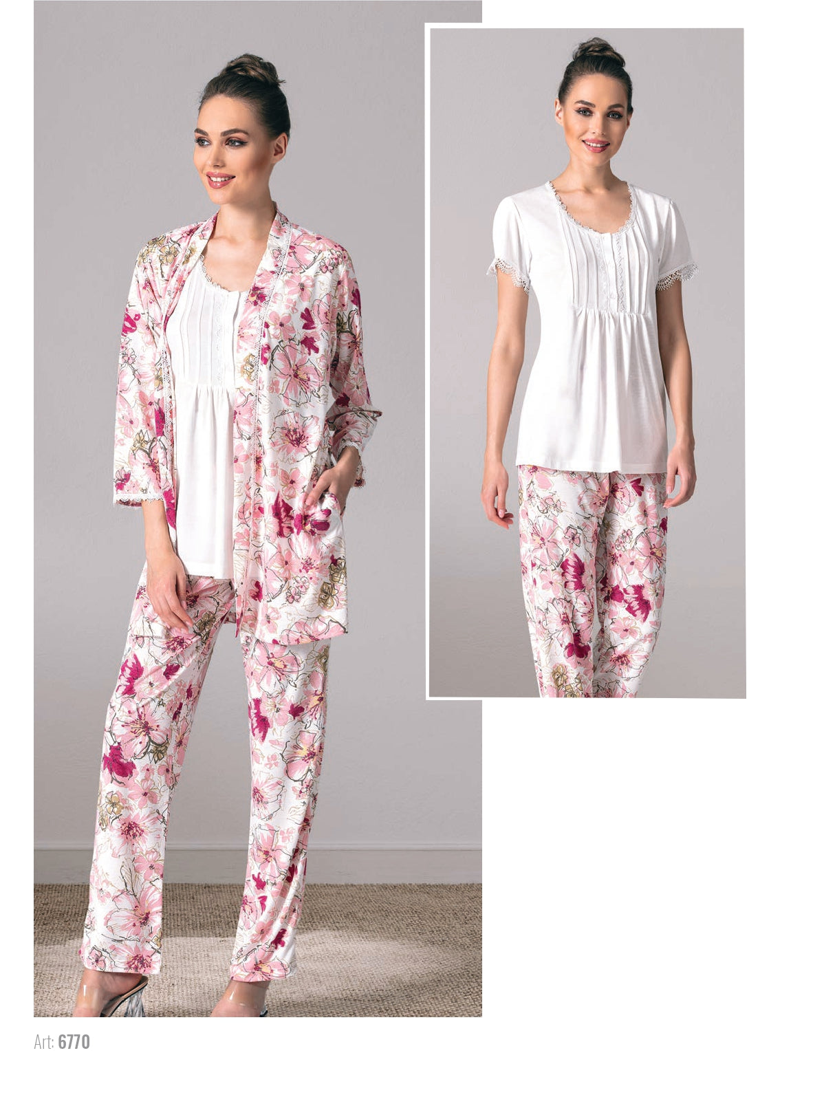 Purple Label - Women's Long Pajama Set Two Pieces 6770