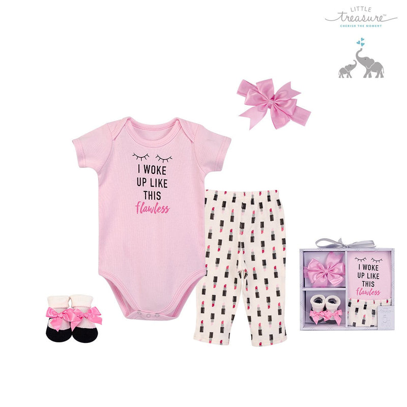 LITTLE TREASURE NEW BORN BABY CLOTHING GIFT SET 4PCS 77008