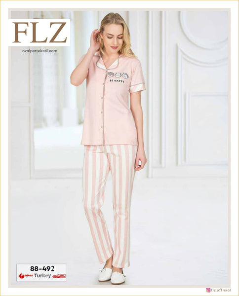 Flz88-492Short Sleeve Women's Pajamas Set