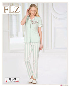 Flz88-492Short Sleeve Women's Pajamas Set