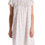 Women's Miss Elaine 206419 Silkyknit Cap Sleeve Floral Short Gown