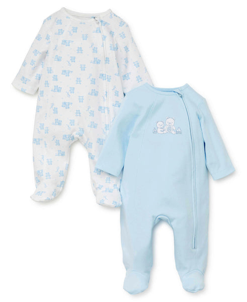 Set 2 Little Me Blue Jumpsuit Rompers - Babies 9050