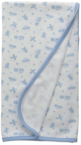 One Size, Blue/White : Little Me Boys' Blanket 704541