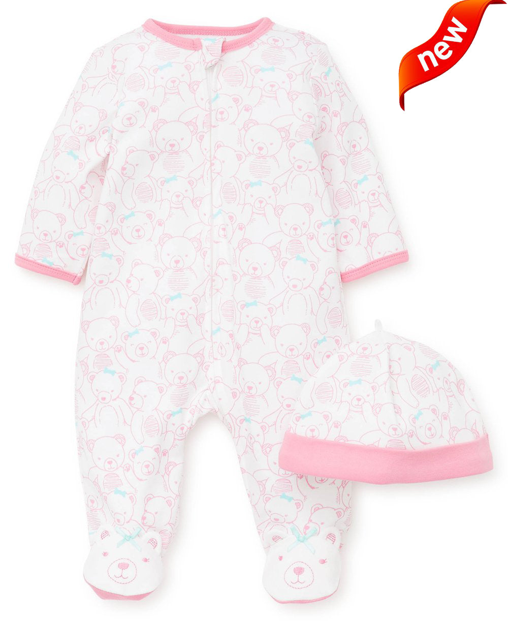 Girl Teddy Footed One-Piece And Hat " 9772 "
