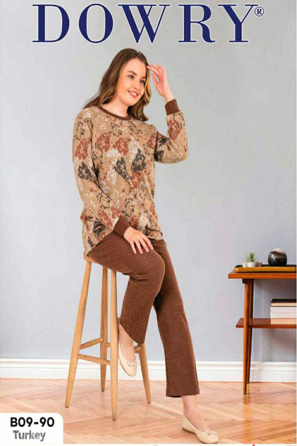 DOWRY Women's  Winter Long Sleeve Pajamas Set 09-90